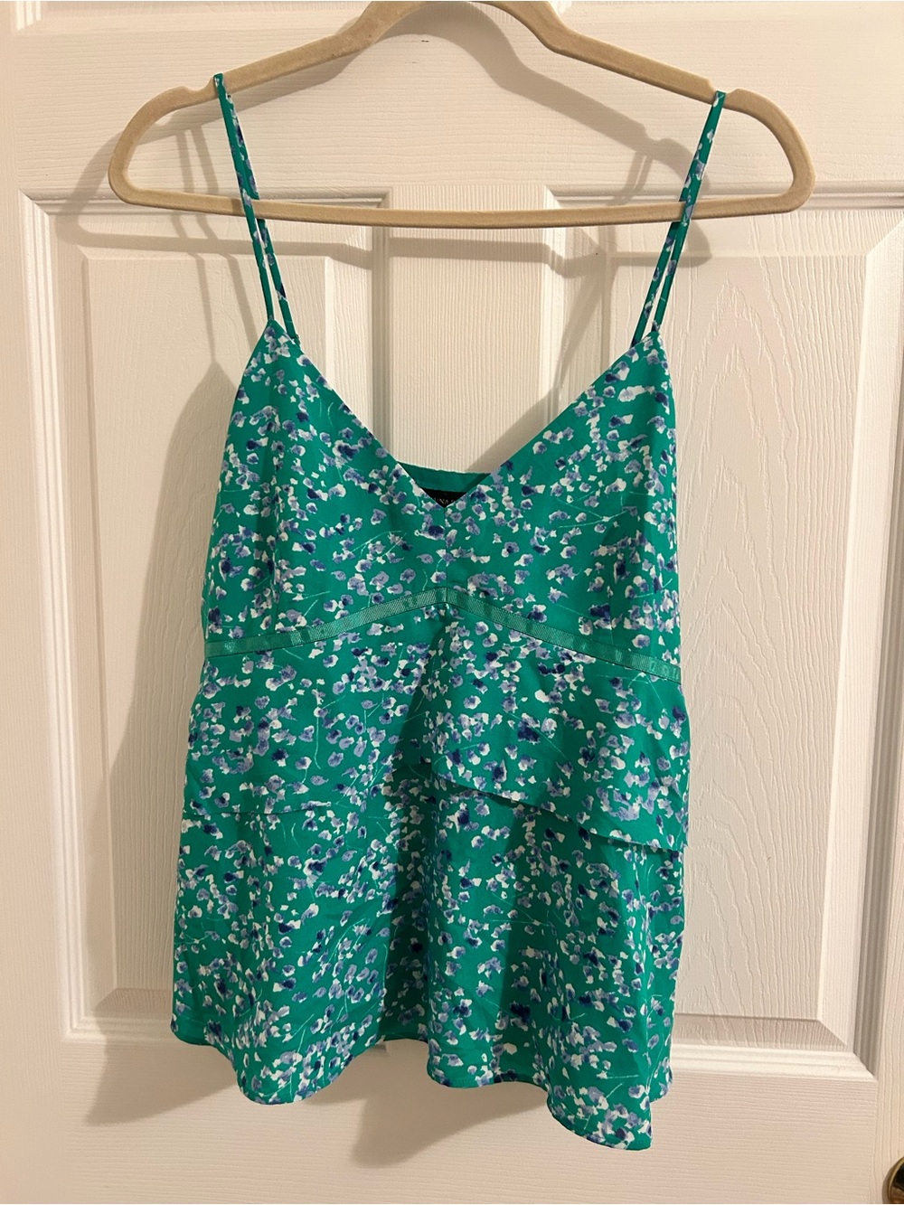 J. Crew Green Floral Spaghetti Strap Cami